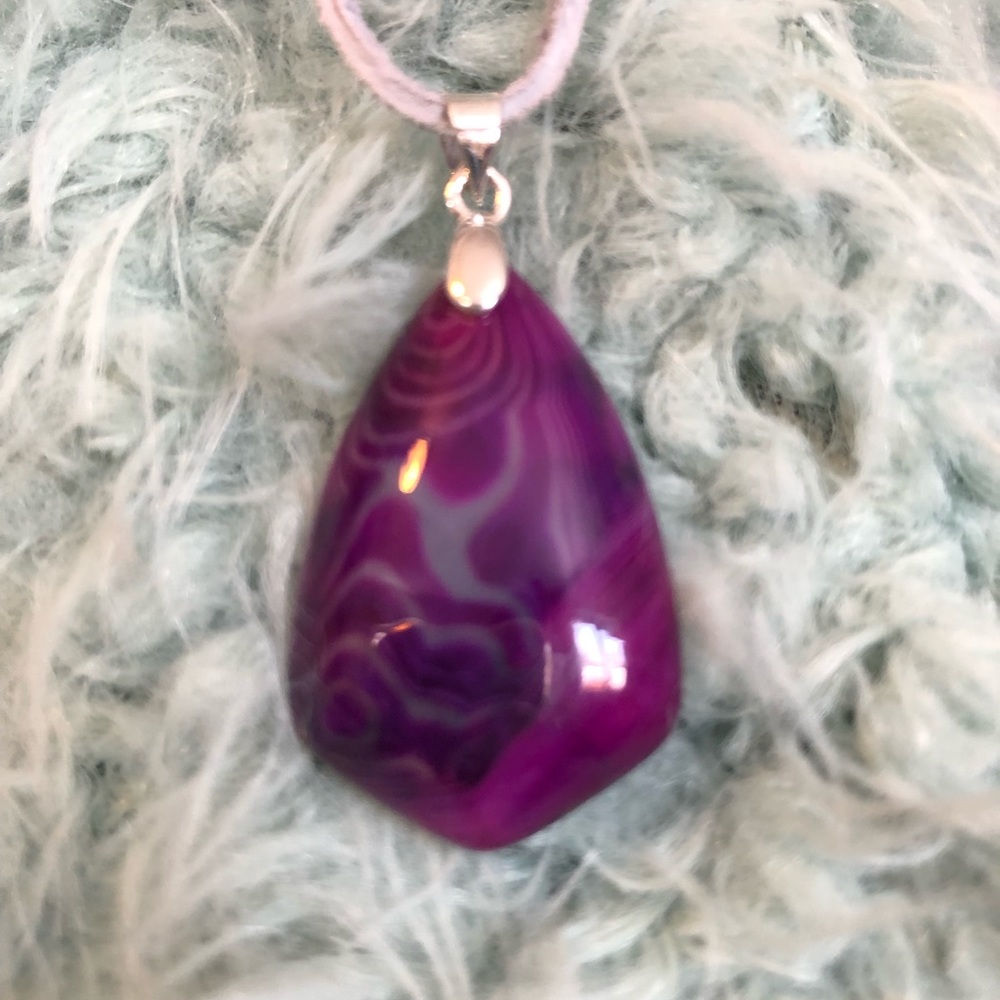 Agate & suede choker